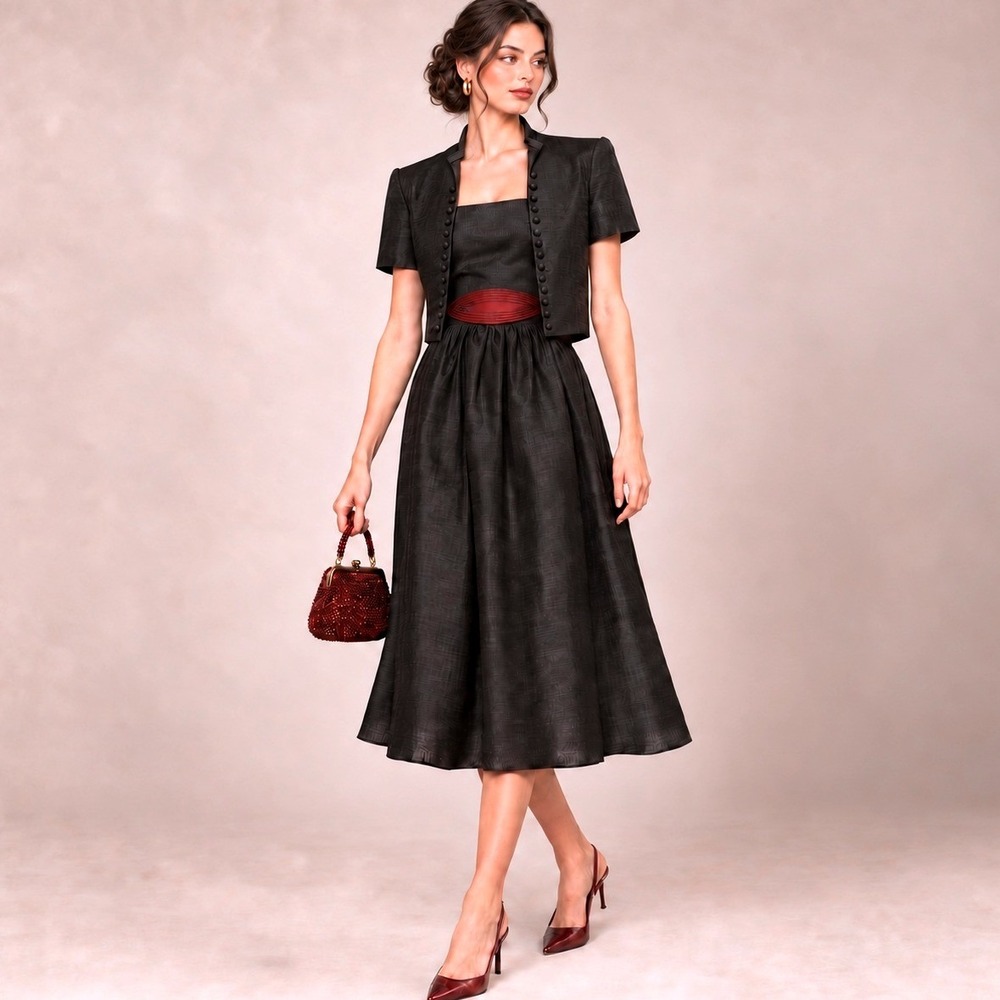 Butterick 3772 80s Revival Fit Flare Sundress Crop Jacket Belt Sz 10 DavidWarren